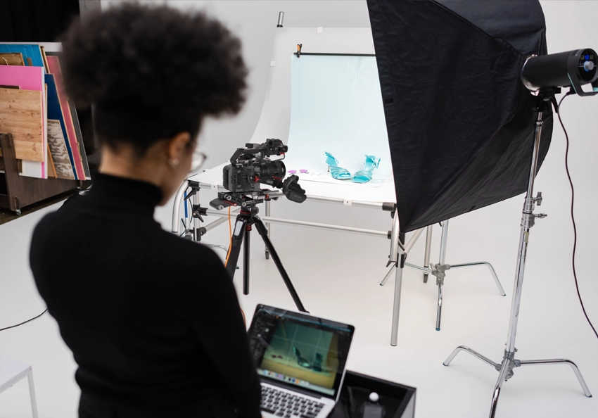 a product shoot in a studio