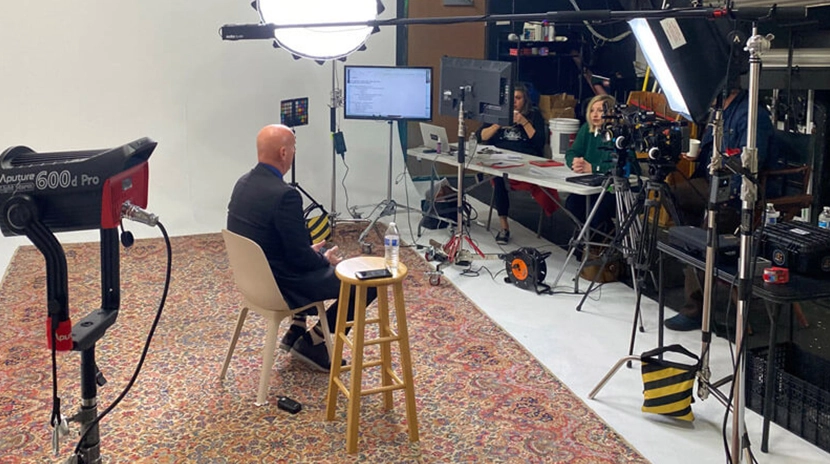 Wide shot of a production studio in Denver.