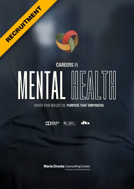 Poster for the nonprofit Maria Droste Counseling Center recruiting video.